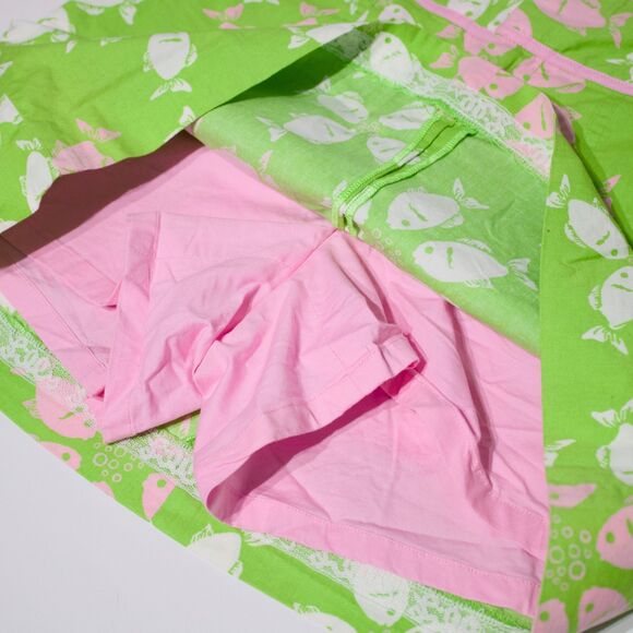 VTG Lilly Pulitzer White Label Mini Skirt Skort Green Pink Fish Women Sz. 0 (B5) - Picture 5 of 10